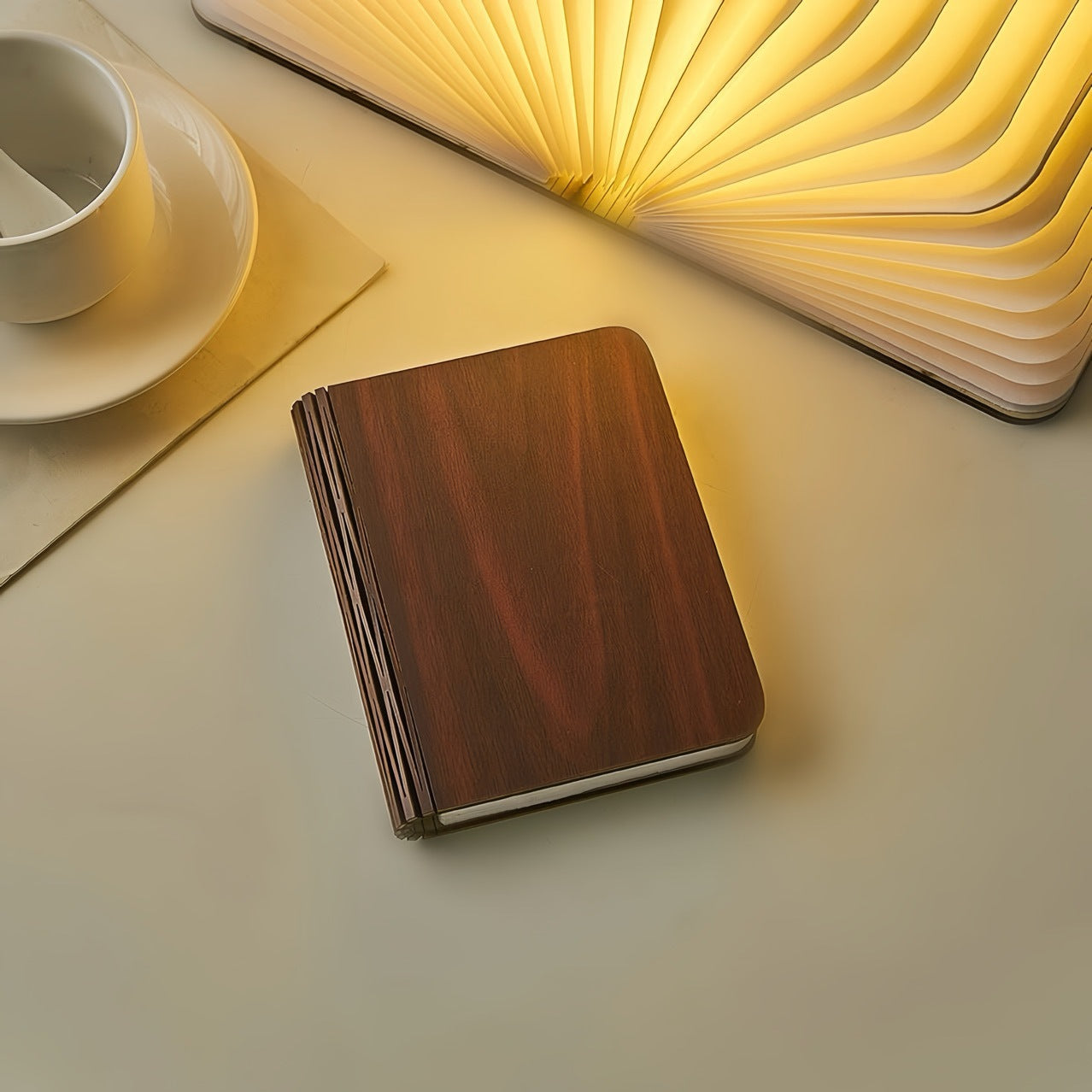 Led wooden book light - creative foldable page-turning recha