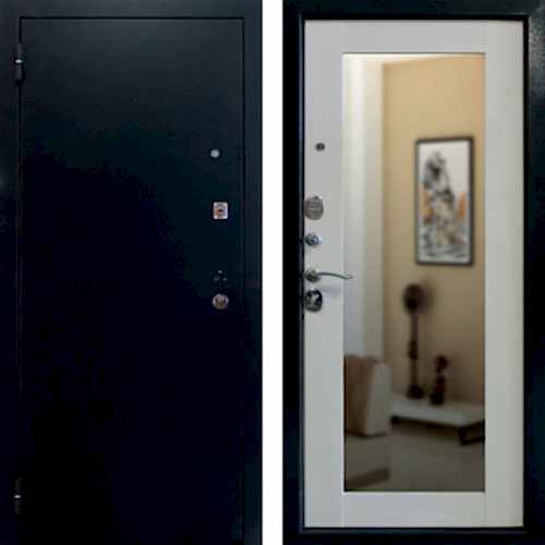 Входная дверь Престиж Зеркало Дуб беленый